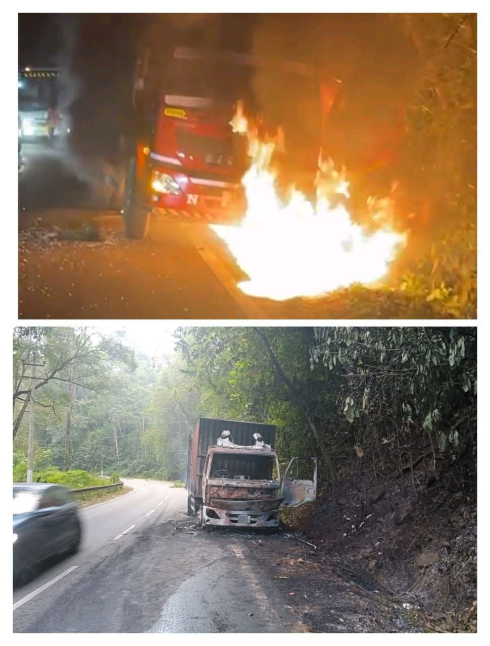 ಜೋಡಪಾಲದಲ್ಲಿ ಹೊತ್ತಿಉರಿದ ಈಚರ್ ಲಾರಿ