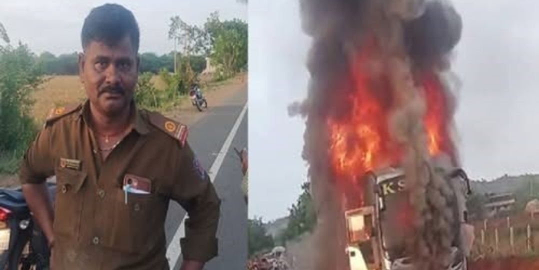 ಚಲಿಸುತ್ತಿದ್ದ ಬಸ್ ನಲ್ಲಿ ಅಗ್ನಿ ಅವಘಡ ಚಾಲಕನ ಸಮಪ್ರಜ್ಞೆಯಿಂದ 17 ಪ್ರಯಾಣಿಕರು ಪ್ರಾಣಾಪಾಯದಿಂದ ಪಾರು