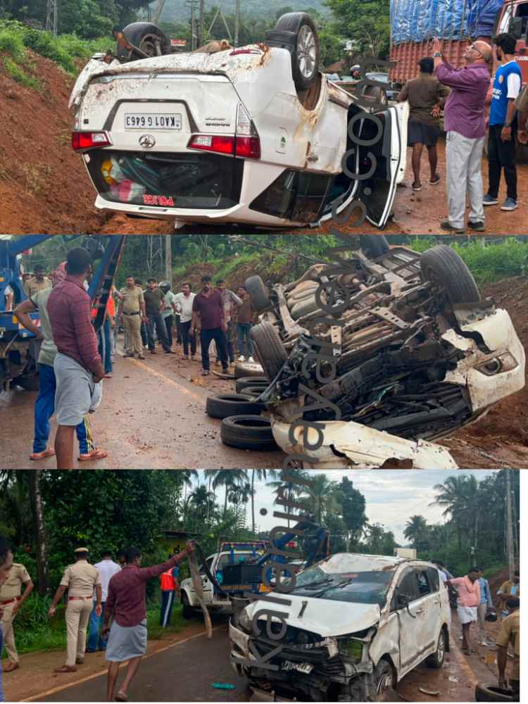ಬೆಳ್ತಂಗಡಿ : ಎಸ್ಐಟಿ ಎಸ್ಪಿ ಪ್ರಯಾಣಿಸುತ್ತಿದ್ದ ಇನೋವಾ ಕಾರು ಪಲ್ಟಿ, ಎಸ್ಪಿ ಸಹಿತ ನಾಲ್ವರು ಅಪಾಯದಿಂದ ಪಾರು