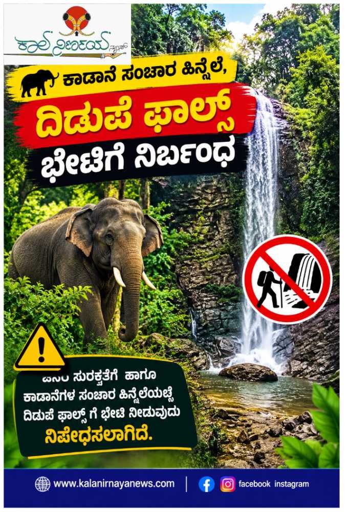 ಕಾಡಾನೆ ಸಂಚಾರ ಹಿನ್ನಲೆ ದಿಡುಪೆ ಫಾಲ್ಸ್ ಭೇಟಿಗೆ ನಿರ್ಬಂಧ